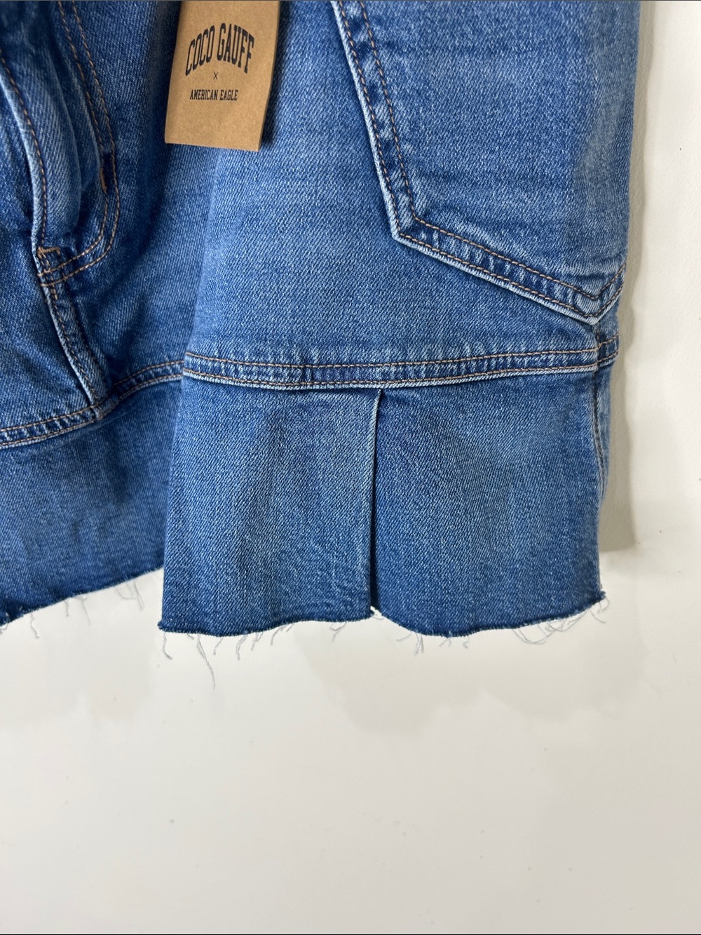 NWT American Eagle X Coco Gauff Pleated Denim High Rise Cargo Mini Skirt Size 12 - Picture 10 of 16